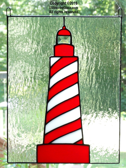 White Shoal Light Stained Glass Lighthouse Panel